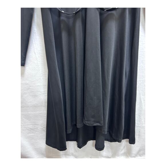 Gothic Cape Dress 2XL Black Hooded Cage Grommet Style Long Sleeve Witchy Emo - Picture 4 of 9